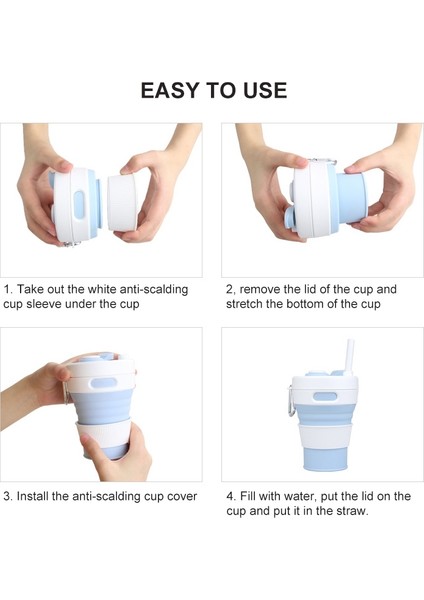 350ML Katlanır Taşınabilir Silikon Kabı (Beyaz Kırmızı) fırsatları