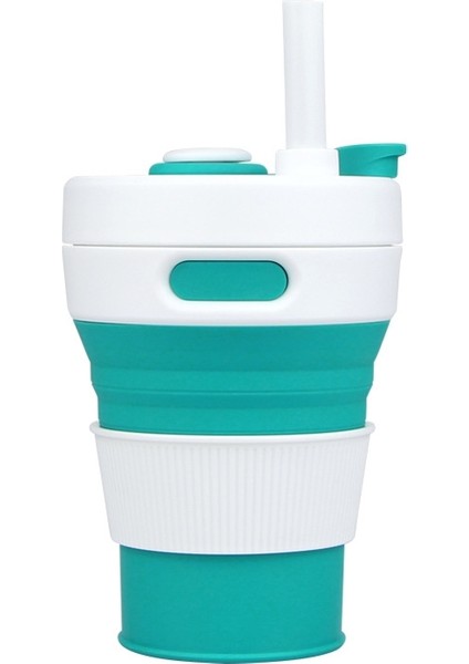 350ML Katlanır Taşınabilir Silikon Kabı (Beyaz Yeşil)(Yurt Dışından)