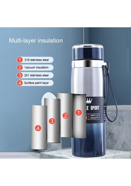 955 316 Paslanmaz Çelik Vakum Kupaları, Kapasite: 1000 ml (Gradyan Gri) modelleri