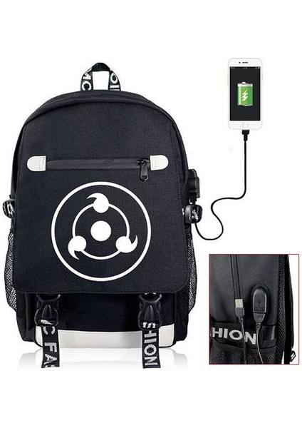 Naruto Öğrenci Sırt Çantası USB Şarj Baskı Rahat Sırt Çantası (Renk-3) (Yurt Dışından)