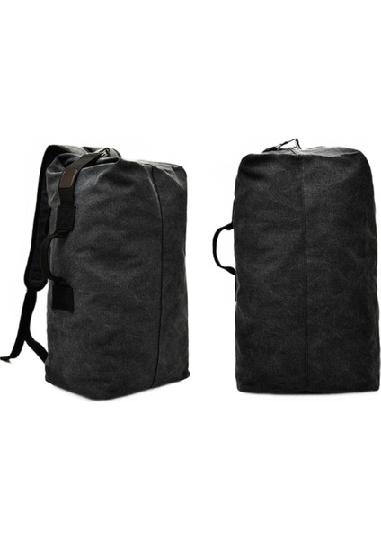 Çok Fonksiyonlu Askeri Taktik Tuval Sırt Çantası Erkekler Kova Çanta Açık Spor Duffle Çanta Seyahat Sırt Çantası Seyahat Sırt Çantası Balıkçılık Yürüyüş Çantası (Küçük Siyah) (Yurt Dışından)