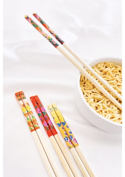 Desenli Organik Bambu Çin Çubuğu Chop Sticks 10 Çift