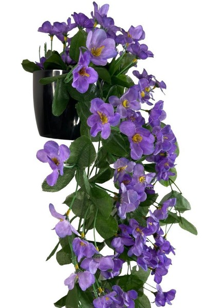 Yapay Çiçek Saksıda Sarkan Çiçek Mor Begonvil 70 x 25 cm
