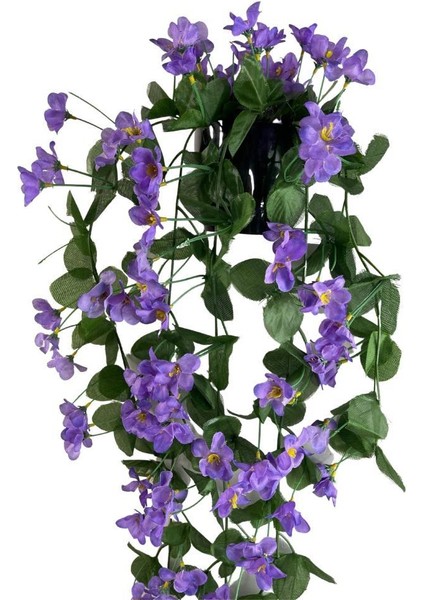 Yapay Çiçek Saksıda Sarkan Çiçek Mor Begonvil 70 x 25 cm