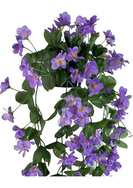 Yapay Çiçek Saksıda Sarkan Çiçek Mor Begonvil 70 x 25 cm
