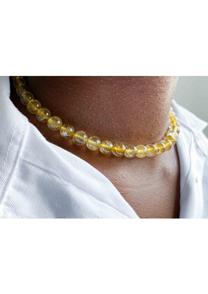 Gold Beril Doğaltaş Kolye 8 mm
