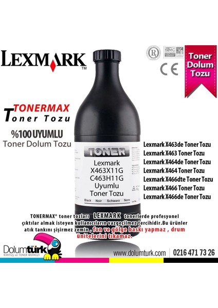 Lexmark X463X11G Toner Tozu 250Gr / X463DE / X463 / X464DE / X464 / X466DTE / X466 / X466DE