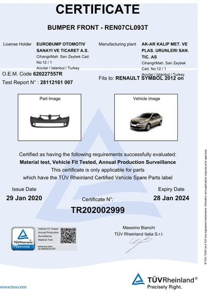 Renault Symbol Ön Tampon 12 - / Tüv 620227557R fiyatları
