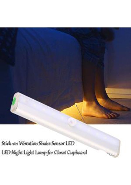 Stick-On Titreşim Sallamak Sensörü LED Gece Işık Lambası Dolap Dolabı Için (Yurt Dışından)