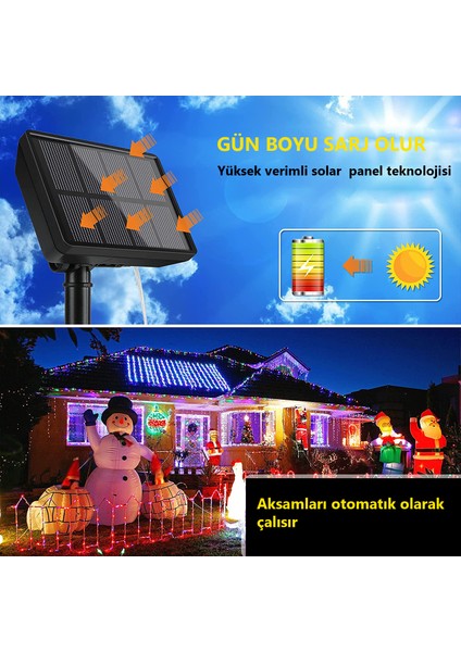 Güneş Enerjili Bahçe Aydınlatma 10+2m Rgb (Renkli ) Dış Mekan Güneş Enerjili Lamba