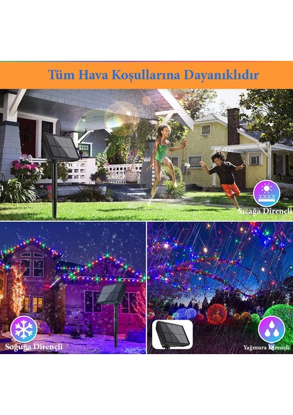 Güneş Enerjili Bahçe Aydınlatma 10+2m Rgb (Renkli ) 2 Adet Dış Mekan Güneş Enerjili Lamba