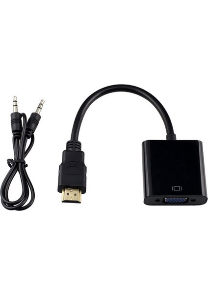 HDMI To VGA Kablo Monitör Tv Çevirici Dönüştürücü Kablo + Ses Kablo Destekli fiyatları