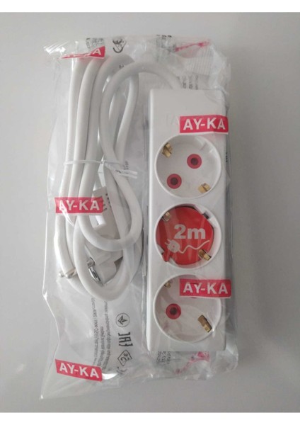 3lü2 mt Kablolu Grup Priz Çocuk Korumalı