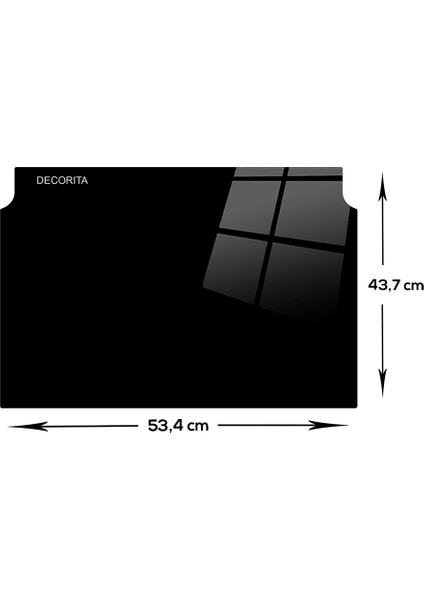 Cam Ocak Arkası Koruyucu | Şekilli Cam | Düz Renk Siyah | 43,7cm x 53,4cm modelleri