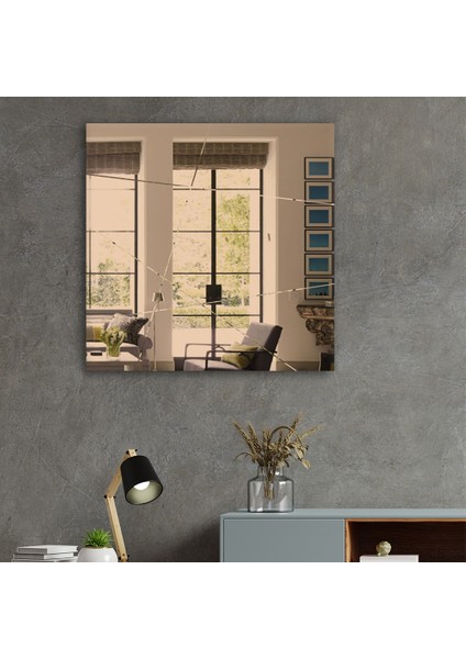 Ayna | Bronz Ayna | Tasarım Kanallı - Kare Ayna | 60cm x 60cm modelleri