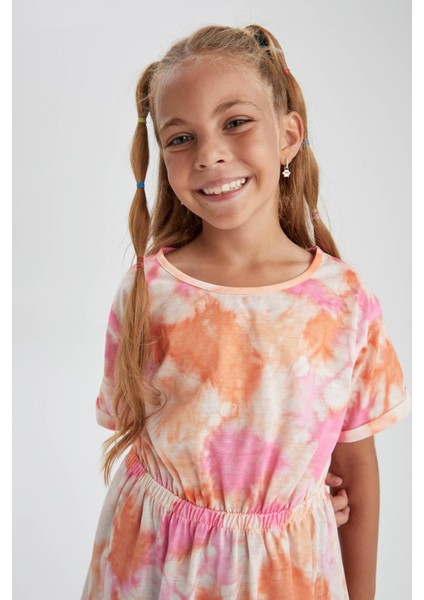 Kız Çocuk Regular Fit Desenli Kısa Kollu Penye Elbise Y6964A622HS modelleri