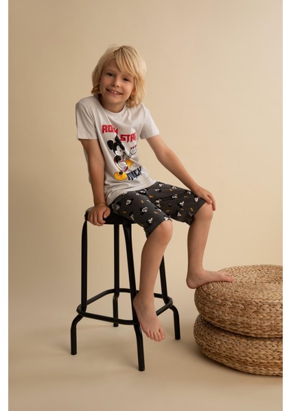 Erkek Çocuk Disney Mickey & Minnie Kısa Kollu Şort Pijama Taıkım X5090A622HS