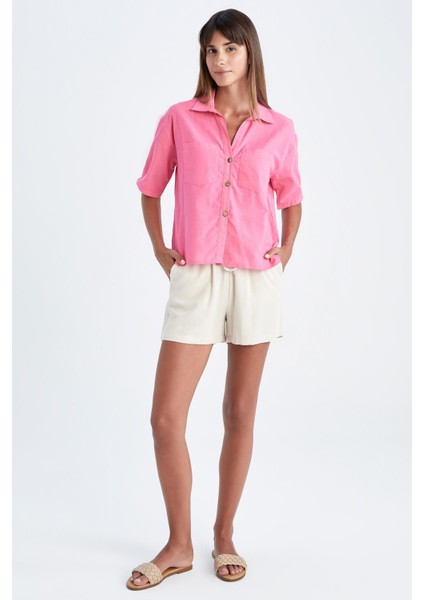 Boxy Fit Kısa Kollu %100 Pamuk Gömlek V2523AZ22HS fiyatları