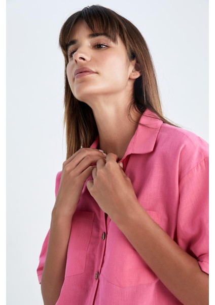 Boxy Fit Kısa Kollu %100 Pamuk Gömlek V2523AZ22HS modelleri