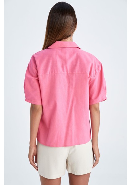 Boxy Fit Kısa Kollu %100 Pamuk Gömlek V2523AZ22HS fırsatları