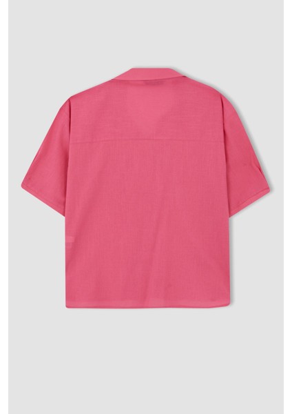 Boxy Fit Kısa Kollu %100 Pamuk Gömlek V2523AZ22HS