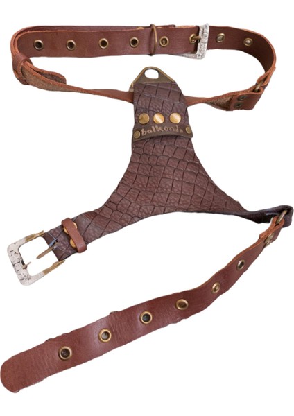 Köpek göğüs tasması hakiki deri küçük ırk kahverengi göğüs ölçüsü.:40-70 cm ayarlamalı boyun ölçüs:22-40cm dog harness GT1-10