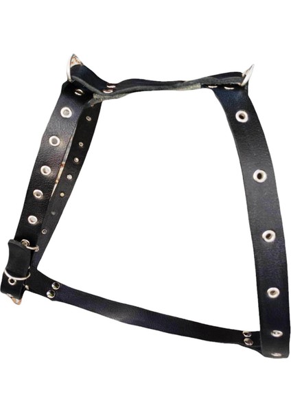 köpek göğüs tasması hakiki deri orta ırk siyah kalınlık:4mm genişlik:3cm göğüs ölçüsü:50-70cm ayarlamalı dog harness GT1-5