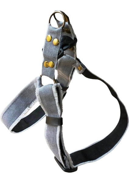 Köpek göğüs tasması kot füme rengi genşlik:3cm göğüs ölçüsü:40-65cm ayarlamalı dog harness GT2-2