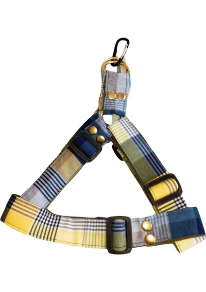 Köpek göğüs tasması orta ırk ekose kumaş kolon genişlik:3cm göğüs ölçüsü:50-80cm ayarlamalı dog harness GT4-4