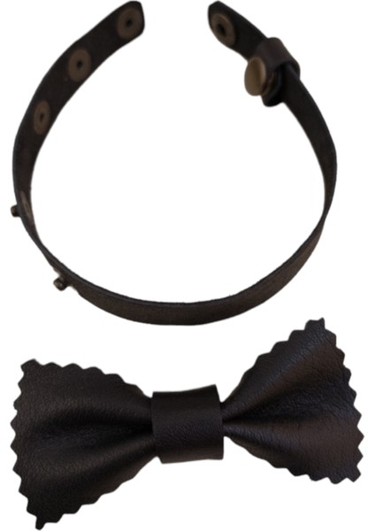 köpek kolyesi papyon hakiki deri siyah çıtçıt ayarlı boyun ölçüsü:16-26cm ayarlamalı dog collar PYN-4