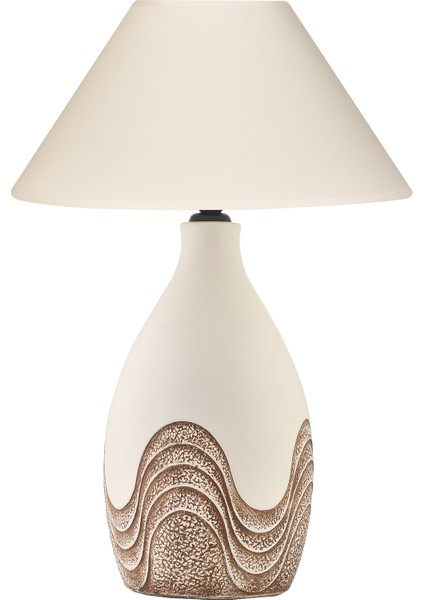 Dalgalı Abajur Krem Renkli Seramik ve Kumaş Malzeme ile 55 cm Yükseklikte fiyatları