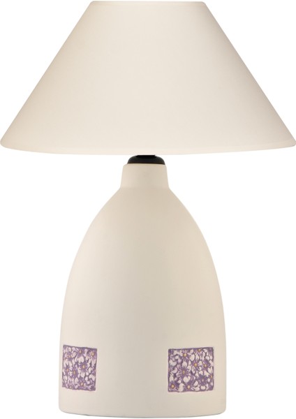 Papatyalı Seramik Krem Abajur