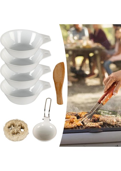 Taşınabilir Kamp Kasesi Açık Pişirme Eşyaları Piknik Için Loofah Topu Bbq Beyaz 7 Adet (Yurt Dışından)