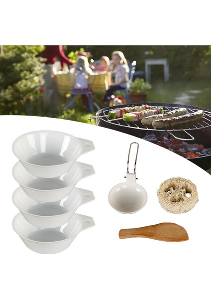 Taşınabilir Kamp Kasesi Açık Pişirme Eşyaları Piknik Için Loofah Topu Bbq Beyaz 7 Adet (Yurt Dışından)