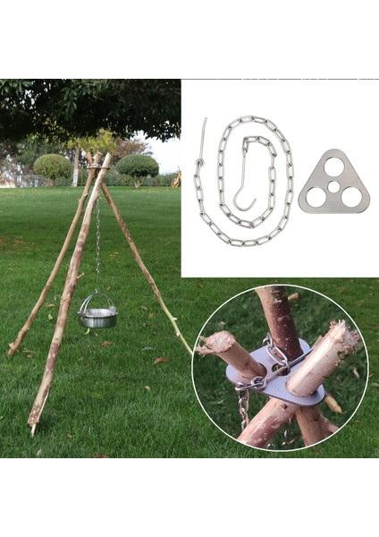 Kamp Tripod Seti Campfire Grill, Asma Pot Tutucu, Piknik Kancası, Barbekü (Yurt Dışından)