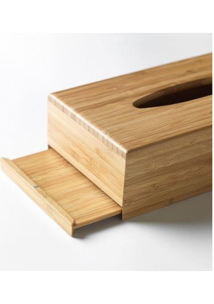 Bambu Kağıt Mendil Kutusu 26X14 cm Meridyenkutusu Banyo Aksesuarları Düzenleyici Kare Mendil Kutusu