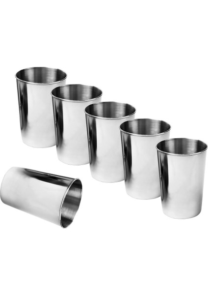 6 Parça Paslanmaz Çelik Pint Fincan Bardak Bira Cam Şarap Suyu Kahve Çay Bardağı 6 PARÇASILVER400ML (Yurt Dışından)