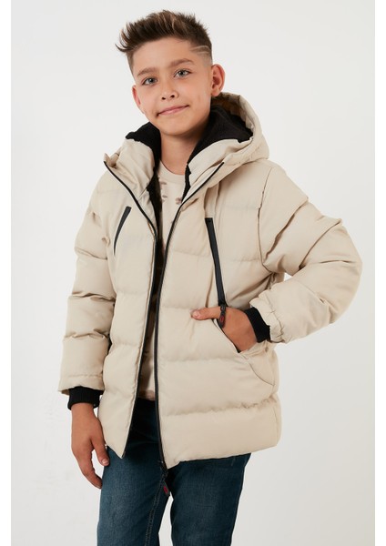 Içi Peluş Astarlı Fermuarlı Cepli Kapüşonlu Şişme Mont Erkek Çocuk Mont 5760040 modelleri