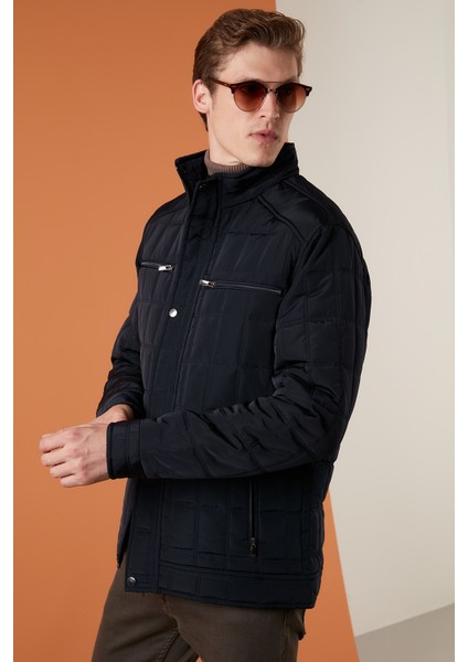 Regular Fit Fermuarlı Cepli Dik Yaka Şişme Mont Erkek Mont 5840014 fiyatları