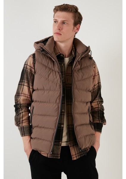 Fermuarlı Slim Fit Kapüşonlu Şişme Yelek Erkek Yelek 5711451
