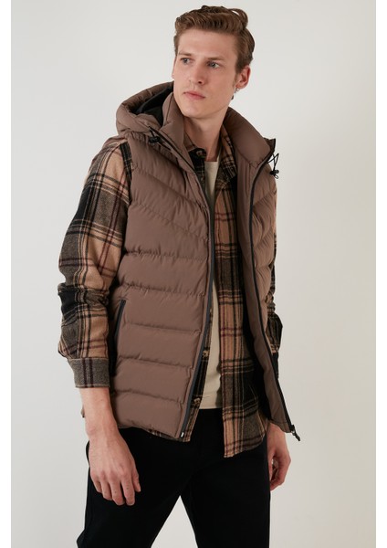 Fermuarlı Slim Fit Kapüşonlu Şişme Yelek Erkek Yelek 5711451