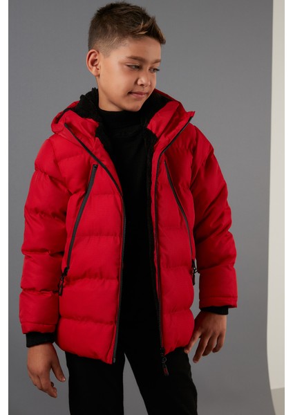 Içi Peluş Astarlı Fermuarlı Cepli Kapüşonlu Şişme Mont Erkek Çocuk Mont 5760040