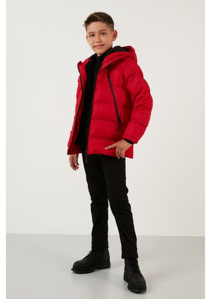 Içi Peluş Astarlı Fermuarlı Cepli Kapüşonlu Şişme Mont Erkek Çocuk Mont 5760040 modelleri