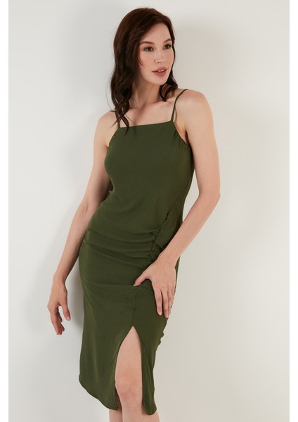 Halter Yaka Ip Askılı Yırtmaçlı Elbise Bayan Elbise 6057149 modelleri