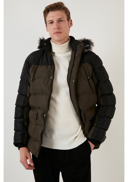 Slim Fit Çıkarılabilir Suni Tüylü Kapüşonlu Şişme Mont Erkek Mont 5760076 fiyatları