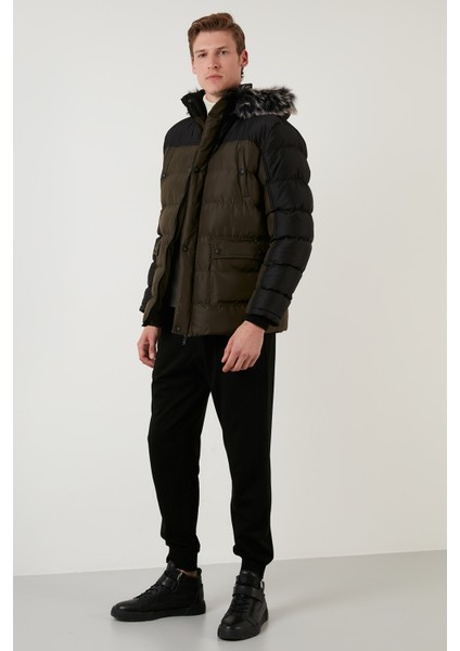 Slim Fit Çıkarılabilir Suni Tüylü Kapüşonlu Şişme Mont Erkek Mont 5760076 fırsatları