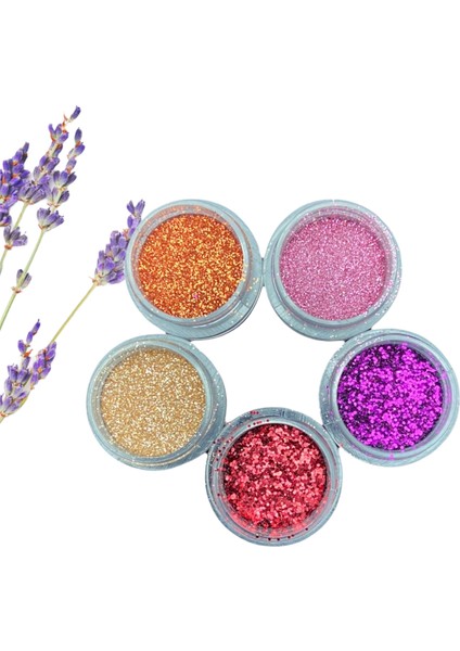 Epoksi Reçine Sim Glitter Seti , Nail Glitter 5li Sim Tırnak Süsleme Seti, Beton Mum Süsleme Sim