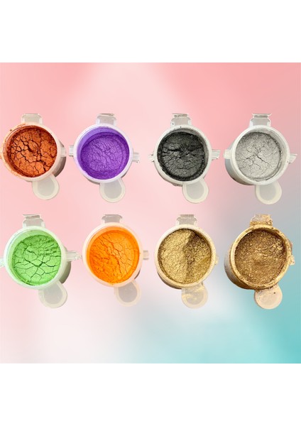 Epoksi Reçine 8 Adet Mini Sedef Toz Pigment Epoksi Boya, Mum Boyası, Beton Boyası