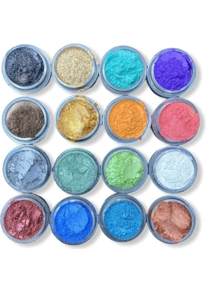 Epoksi Kalıp Cank Epoksi Reçine 16 Adet Mini Sedef Toz Pigment Boya Seti, Epoksi Pigment Renklendirici Boya Set