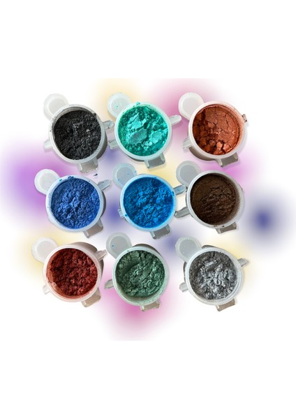 Epoksi Reçine Sedef Toz Pigment Seti 9X10ML , Şeffaf Epoksi Reçine Pigment Set
